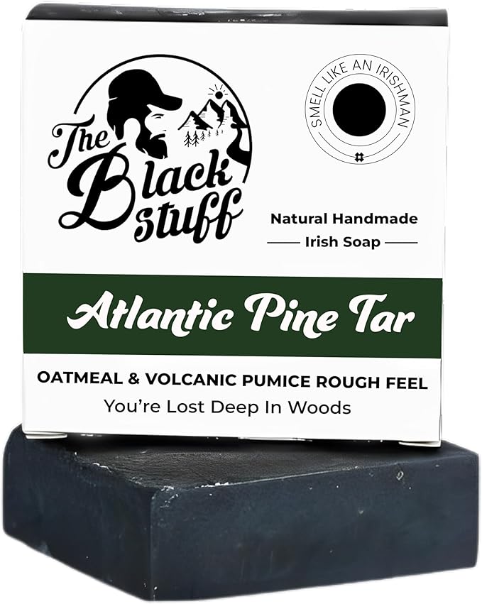 The Black Stuff Pine Tar Soap - Mens Bar Soap Made with Pine Tar, Organic Ingredients and Essential Oils - Handmade Cold Process Body Soap for Men - Moisturizing and Cleansing organic Bath Soaps - Image 2